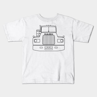 Classic American big rig semi truck outline graphic (black) Kids T-Shirt